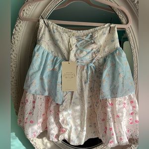 NWT Saks Fifth Avenue Lace up Skirt